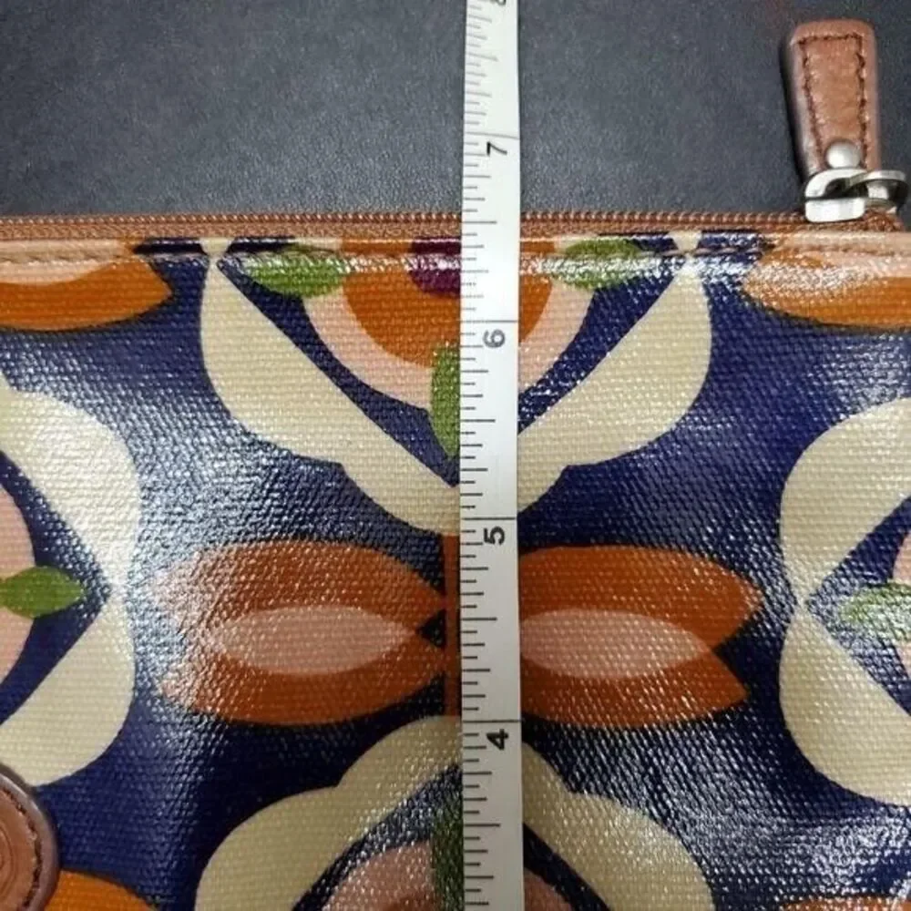 Fossil blue and brown makeup bag